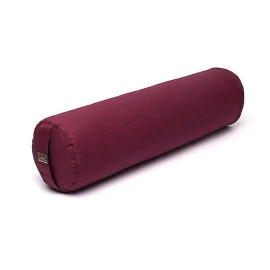 Yoga Bolster Στρογγυλό Μαξιλάρι Γιόγκα Burgundy Yogi & Yogini Organic Cotton 60χ16cm