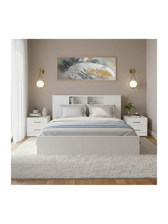 Σετ Κρεβατοκάμαρας Olympus White με Τάβλες 140x200εκ. 3τμχ