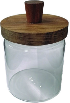 AGC Set 2 Pieces General Use Glass Transparent Jars with Lid 9x9x15.5cm