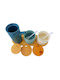 Set of 2pcs Jars General Use with Lid made of Porcelain Blue