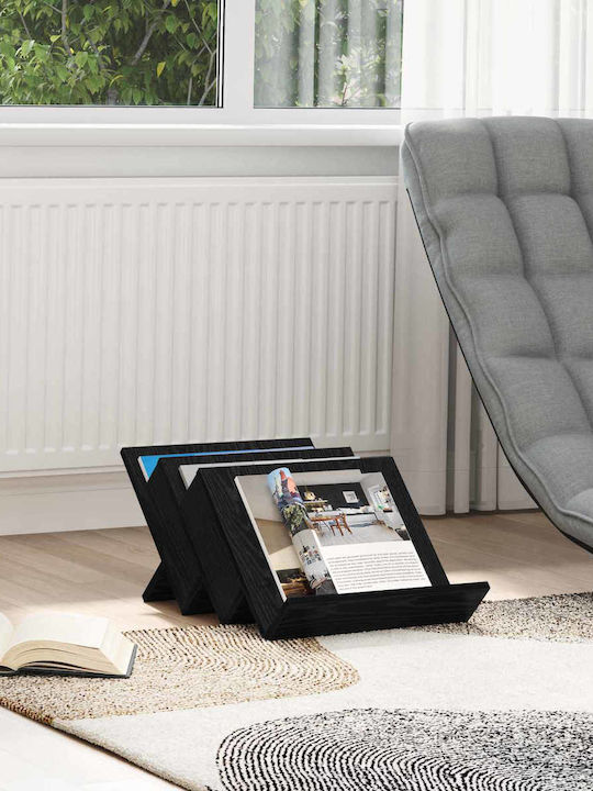 vidaXL Wooden Magazine Rack Black 40x28.5x53cm