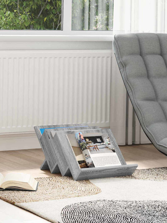vidaXL Wooden Magazine Rack Gray 40x28.5x53cm