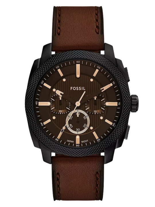 Fossil Machine Men's Watch 22mm Chronograph Battery with Brown Leather Strap