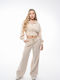 Cropped Women's Sweatshirt Jacket Hooded Ivory