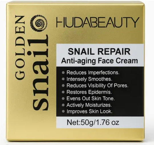 ShuShu HudaBeauty Golden Snail Cremă Hidratantă și Anti-îmbătrânire de Față cu Slime de Melc 50gr