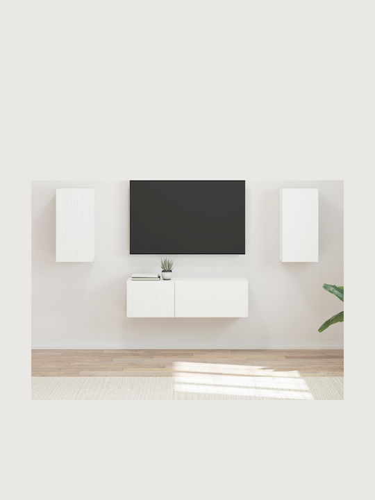 Living Room TV Unit with Showcase & Lighting White L60xW31xH29.5cm