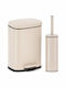 Eurocasa Metallic Toilet Brush and Basket Set Soft Close 5lt Ecru