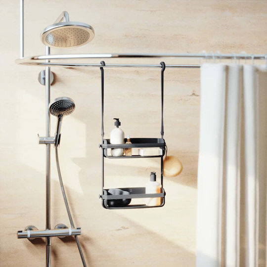 Umbra Flex Επιτοίχια Ραφιέρα Μπάνιου Πλαστική 33x10x66cm Μαύρη