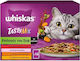 Whiskas Tasty Mix Wet Food for Adult Cats in Pouches with Calf, Poultry, Salmon and Vegetables 4x85gr