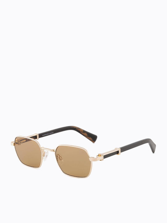 Carolina Lemke Gold Frame Amber Lens Sunglasses - Women Accessories Carolina Lemke CL1407 Brown w/Gold Prescription Sunglasses main image 2