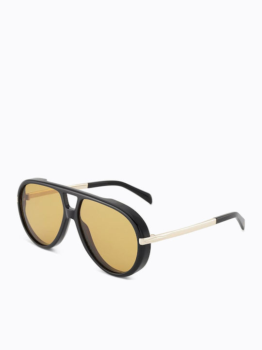 Carolina Lemke Sunglasses Μαύρα with Mixed Frame & Yellow Lens