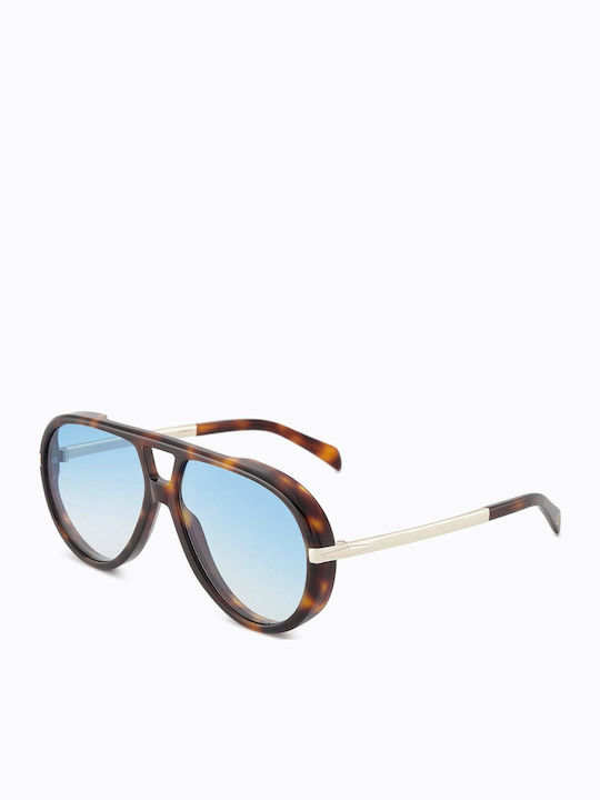 Carolina Lemke Sunglasses Brown with Mixed Frame & Blue Lens