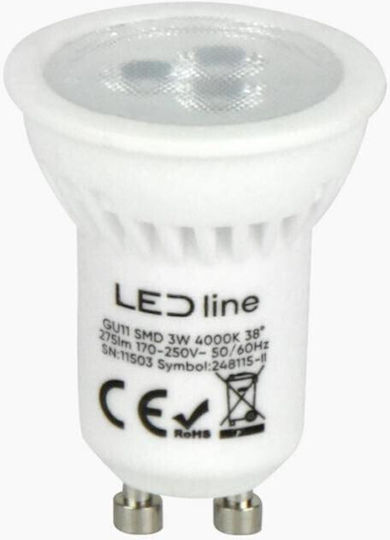 LED line LED крушка 3W за фасунга GU11 Неутрално бяло 330лм