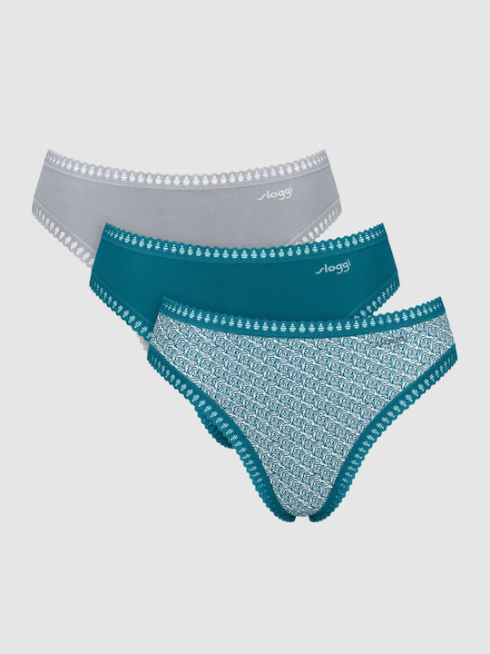 Sloggi High Βαμβακερά Women's Slip 3Pack Petrol...