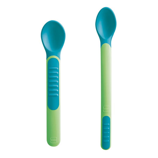 Mam Baby Set with Spoons with Temperature Indicator in Case for 6+ months Green 2pcs