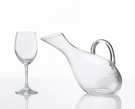 Wedding Carafe Set with Wine Glass made of Crystal Gold 2pcs