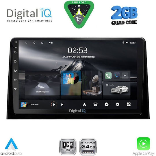 Digital IQ Ηχοσύστημα Αυτοκινήτου για Peugeot Partner Opel Combo Fiat Doblo Toyota Proace Citroen Berlingo 2016 (Bluetooth/USB/WiFi/GPS/Apple-Carplay/Android-Auto) με Οθόνη Αφής 10"