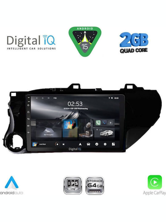 Digital IQ Car Audio System for Toyota Hilux 2017 (Bluetooth/USB/WiFi/GPS/Apple-Carplay/Android-Auto) with Touch Screen 10"