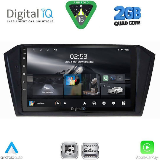 Digital IQ Ηχοσύστημα Αυτοκινήτου για Volkswagen Passat 2016-2023 (Bluetooth/USB/WiFi/GPS/Apple-Carplay/Android-Auto) με Οθόνη Αφής 10"