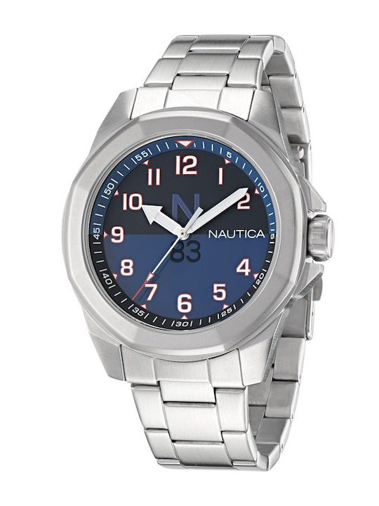 Nautica N83 Herrenuhr Batterie mit Silber Rostfreier Stahl Armband