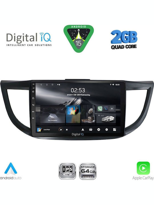 Digital IQ Auto-Audiosystem für Honda CR-V (Compact Recreational Vehicle) 2013-2017 (Bluetooth/USB/WiFi/GPS/Apple-Carplay/Android-Auto) mit Touchscreen 10"