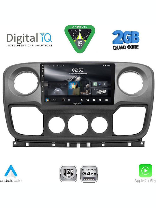 Digital IQ Ηχοσύστημα Αυτοκινήτου για Opel Movano Renault Master Nissan NV400 2010-2020 (Bluetooth/USB/WiFi/GPS/Apple-Carplay/Android-Auto) με Οθόνη Αφής 10"