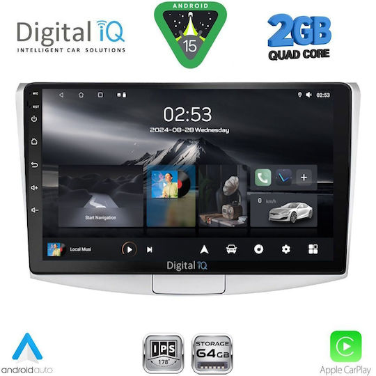 Digital IQ Car Audio System for Volkswagen Passat 2010-2015 (Bluetooth/USB/WiFi/GPS/Apple-Carplay/Android-Auto) with Touch Screen 10"