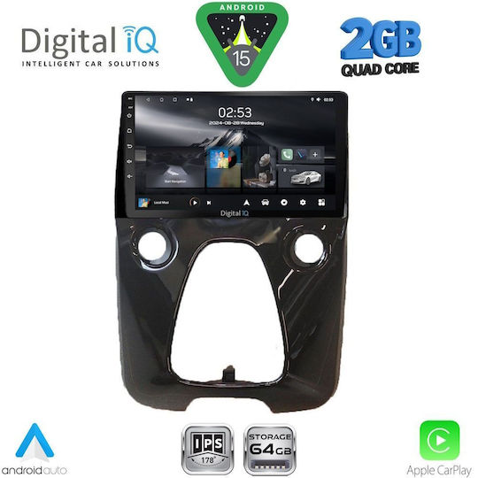 Digital IQ Car Audio System for Toyota Aygo 2014-2022 with A/C (Bluetooth/USB/WiFi/GPS/Apple-Carplay/Android-Auto) with Touch Screen 10"