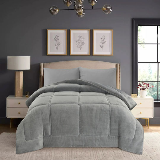 Liolios Home Κουβερτοπάπλωμα Υπέρδιπλο 220x240εκ. Γκρι