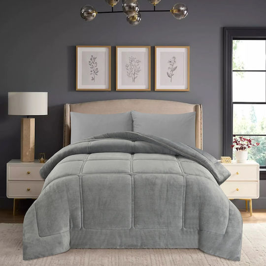 Liolios Home Κουβερτοπάπλωμα Μονό 170x240εκ. Γκρι