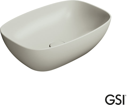 GSI Nubes Επικαθήμενος Νιπτήρας Πορσελάνης 50x35cm Γκρι Ματ