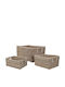 Set Decorative Baskets Wicker with Handles Brown 2 Pieces