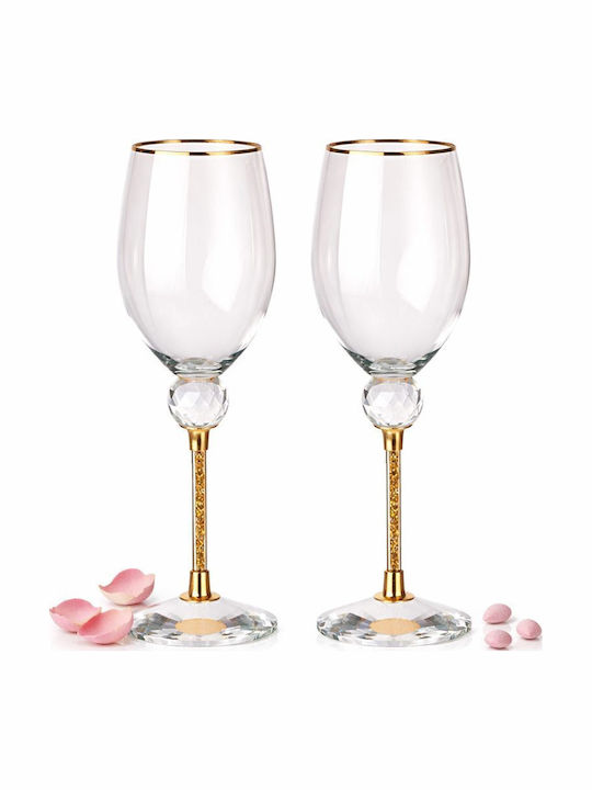 Σετ Wine Glasses for Wedding made of Crystal Gold 2pcs