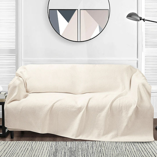 Liolios Home Liolios Home Zweisitzer-Sofa Überwurf 180x250cm Off-White