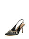 Patent Leather Pointed Toe Black High Heels with Strap