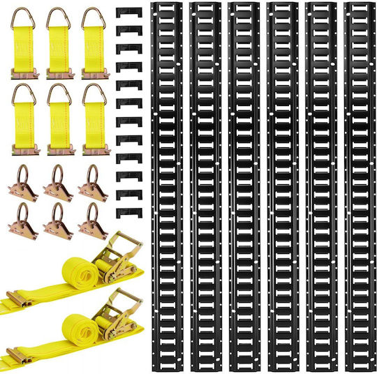 Κιτ Ράγας Πρόσδεσης Vevor E-track Συσκευασία 6 Ραγών E 1,5 M 26 Τεμάχια Περιλαμβάνει 2 Ιμάντες Καστάνιας & 6 Δακτυλίους Ο & 6 Δέσιμο Δακτύλιο D & 12 Καπάκια Άκρων Κατάλληλο Γκαράζ Φορτηγά Ρυμουλκούμενα Μοτοσικλέτες