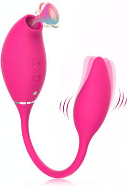 Silent Electric Massage & Suction Vibrator 10 Massage Modes & 5 Suction Modes Waterproof Rechargeable USB Pink