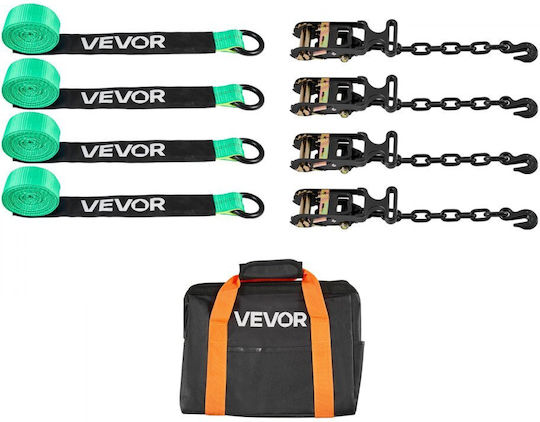 Vevor Wheel Chock Tie Down Kit Car Towing Strap Tire Type Kit Car Tie Down Heavy Duty Hook Break Strength 4540 Kg & Working Load 1512 Kg Motorcycle Tie Down System O Ring Atv Suv