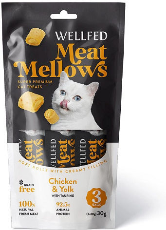 Лакомства За Котки Pet Interest Wellfed Meat Mellows Chicken & York 3x10гр 30гр Пилешко и Жълтък