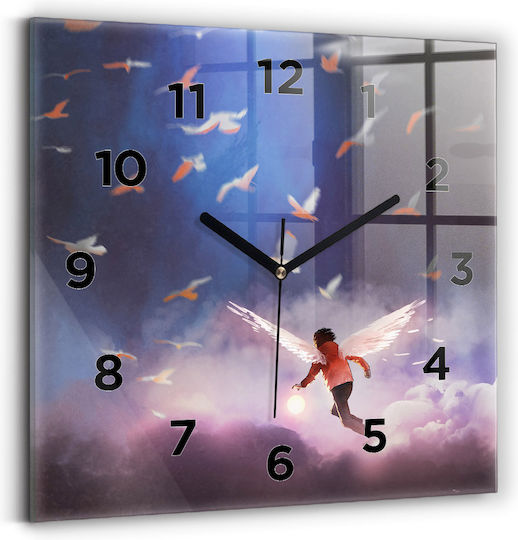 Tulup Kinder Wanduhr Glas 30x30cm