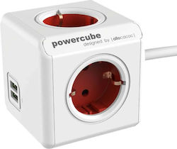 DesignNest PowerCube 4 Позиции с Кабел 1.5м Червен DesignNest PowerCube 4 Позиции с Кабел 1.5м Червен