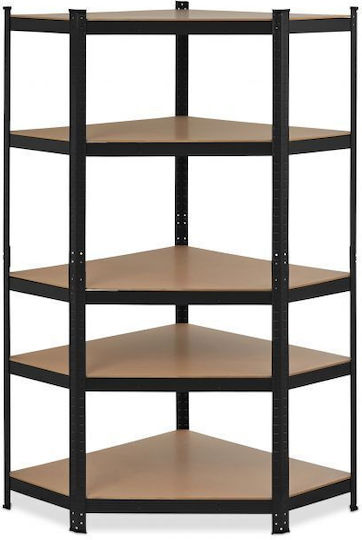 Relaxdays Black Corner Heavy-Duty Shelf 5 Levels