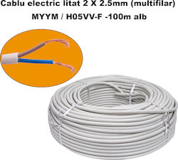 Cablu Electric Multifilar 2 X 2.5mm Myym H05vv-f Rola 100 Metri Alb Cablu Electric Multifilar 2 X 2.5mm Myym H05vv-f Rola 100 Metri Alb