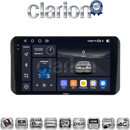 Clarion Car Audio System for Toyota Yaris 2023 (Bluetooth/USB/WiFi/GPS/Apple-Carplay/Android-Auto) with Touch Screen 9"