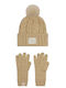 Kinder Mütze Set Gestrickt Beige