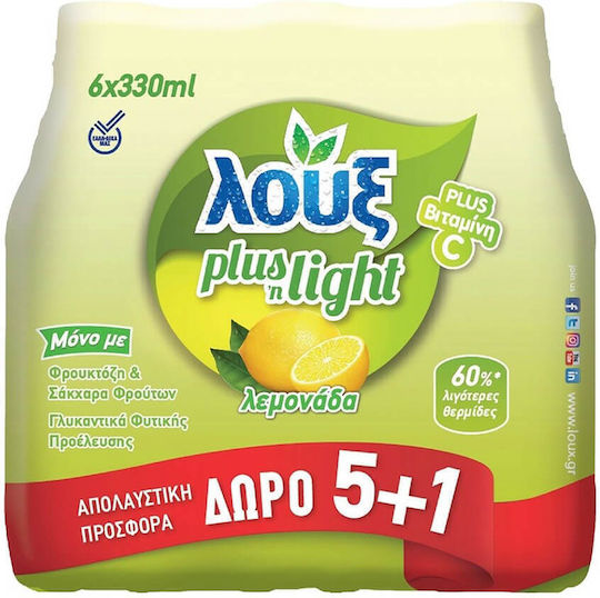 Λούξ Plus & Light Λεμονάδα με Ανθρακικό, Χωρίς Ζάχαρη σε Μπουκάλι 6x330ml