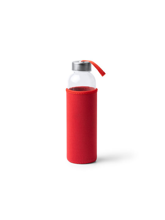 Camu Water Bottle Glass with Screw Lid Red 500ml