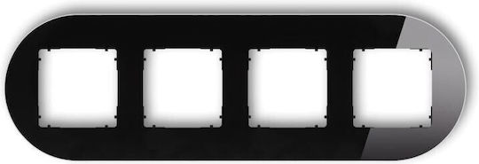 Icon Cadru Universal Cvadriplu Rotund Efect Sticlă Cadru Negru Inferior Negru 12-12-irso-4