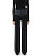 Faux Damen Hoch tailliert Stoff Hose in Geradem Schnitt Black