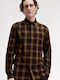 Long-sleeved Cotton Shirt Checked Oxblood